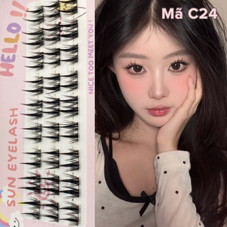 Mi tự nối tại nhà - C24 (tặng kèm keo,nhíp) mi siêu mảnh nhẹ,không cộm,không nặng mắt