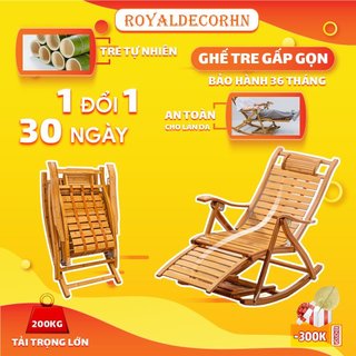 Ghế tre bập bênh gấp gọn royaldecorhn ghế tựa lưng đọc sách, ghế bập bênh thư giãn tre