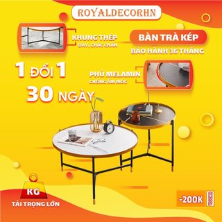 Bàn trà sofa phòng khách royaldecorhn bàn cafe gỗ uống nước, bàn sofa kiểu nhật mặt họa tiết cực đẹp gồm 2 bàn
