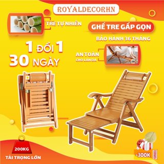 [HOT MÙA HÈ] Ghế Tựa Lưng Tre Gấp Gọn ROYALDECORHN Ghế Tre Thư Giãn Nằm Mát, Ghế Mây Chất Liệu Tre Tự Nhiên