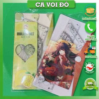 Bộ thước eke 4 món gồm 1 thước kẻ, 2 eke, 1 đo góc / Aihao cao cấp