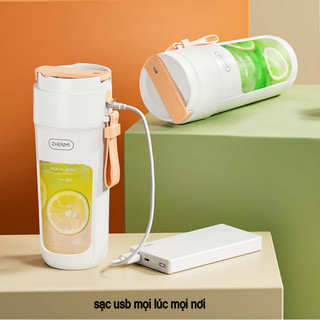 Máy xay sinh tố cầm tay, máy xay cầm tay mini zhenmi 10 lưỡi - sạc pin- xay được đá viên