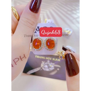 bông tai mạ vàng,bông nụ đá dành cho các mẹ các bà màu đỏ mận quỳnh68