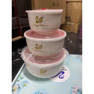 Bộ 3 bát sứ có nắp hút chân không