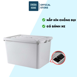 Thùng Đựng Đồ Có Bánh Xe ENODA HOME, Thùng Nhựa Đựng Đồ Chơi, Quần Áo Có Nắp Và Quai Cài Siêu Lớn Q010