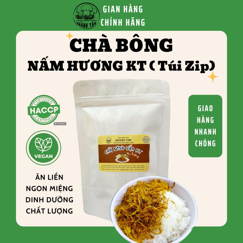 CHÀ BÔNG NẤM HƯƠNG KT ( Túi zip 100 gram), Ruốc nấm hương - THỰC PHẨM CHAY KHÁNH TÂM