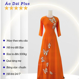 Áo dài trung niên - Áo dài bà sui cao cấp màu vàng cam dành cho các mẹ đi tiệc ADC04