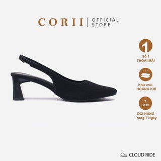 CORII - Giày Cao Gót Slingback The Blossom Gót Trụ cao 6cm quai mảnh Thời Trang và Thoải Mái Nhất - CR8BSS2 Đen