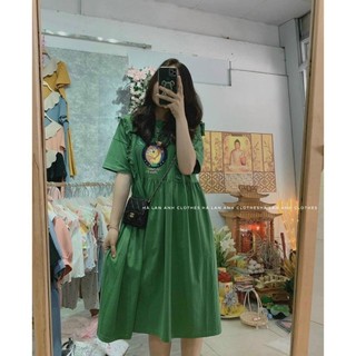 Váy bầu thiết kế công sở mùa hè dáng suông tầng khúc chất thun cotton