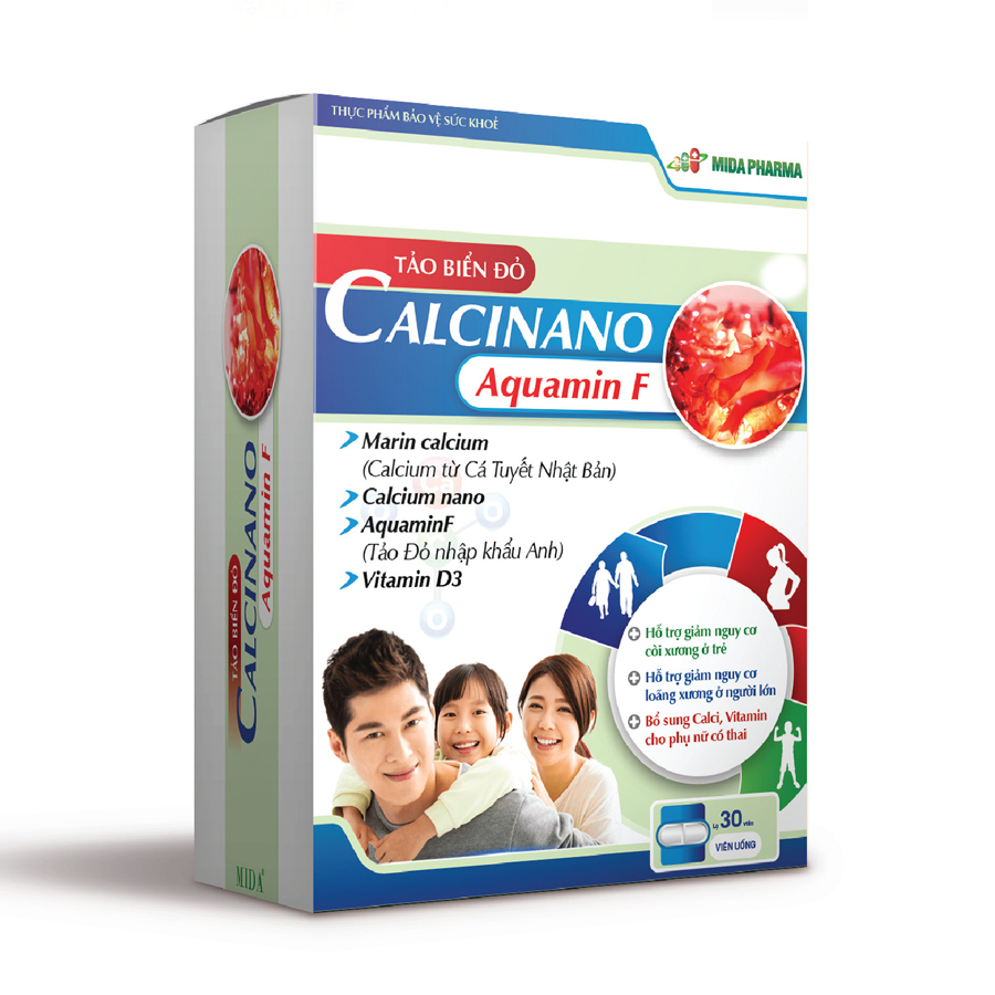 Viên uống bổ sung CALCINANO chiết xuất từ tảo biển đỏ AquaminF, bổ sung CANXI, VITAMIN D3,VITAMIN K2