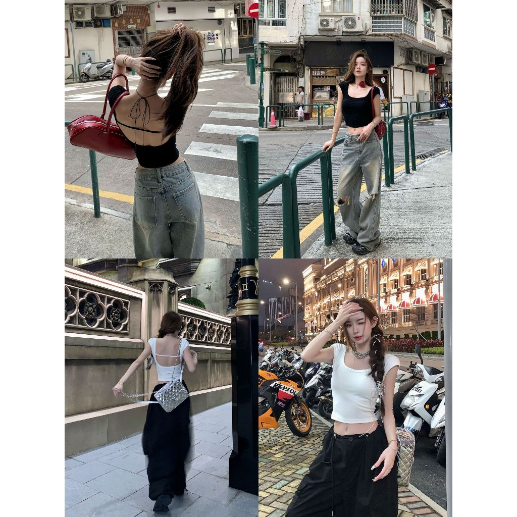 Áo thun croptop hở lưng  - MSA32177 áo croptop, áo thun đẹp, áo hở lưng 