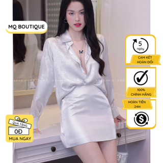 Áo sơ mi nhũ trắng nữ tay dài cao cấp công sở áo sơ mi chất mềm sang chảnh, Áo sơ mi thiết kế MQ Boutique
