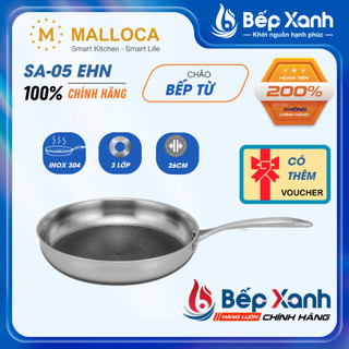 Chảo chống dính malloca sa-05 ehn 24cm - inox 3 lớp cao cấp