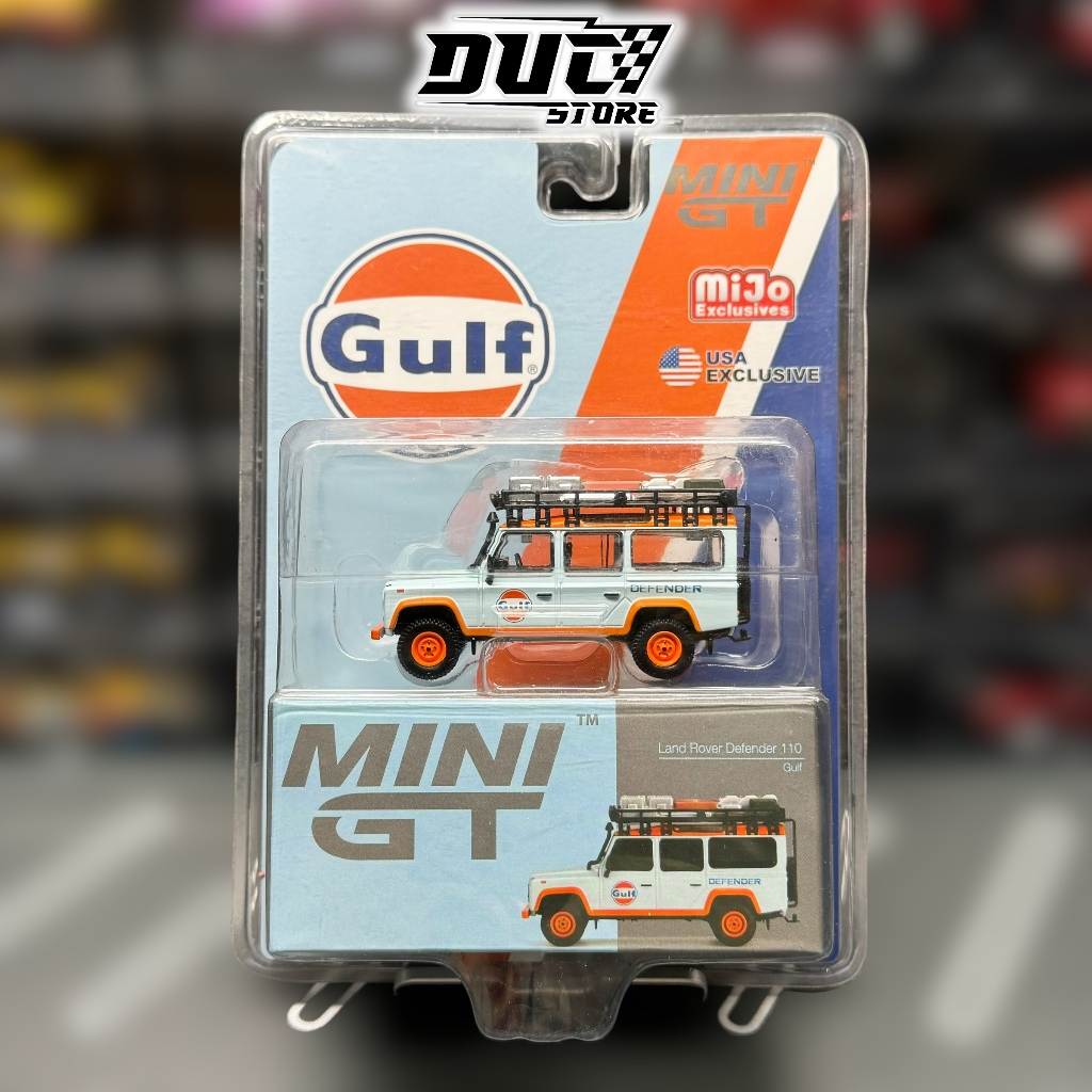 ducstore Xe mô hình MiniGT #156 Land Rover Defender 110 Gulf