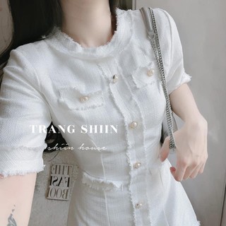 Đầm lenin nút ngọc tiểu thư siêu xinh