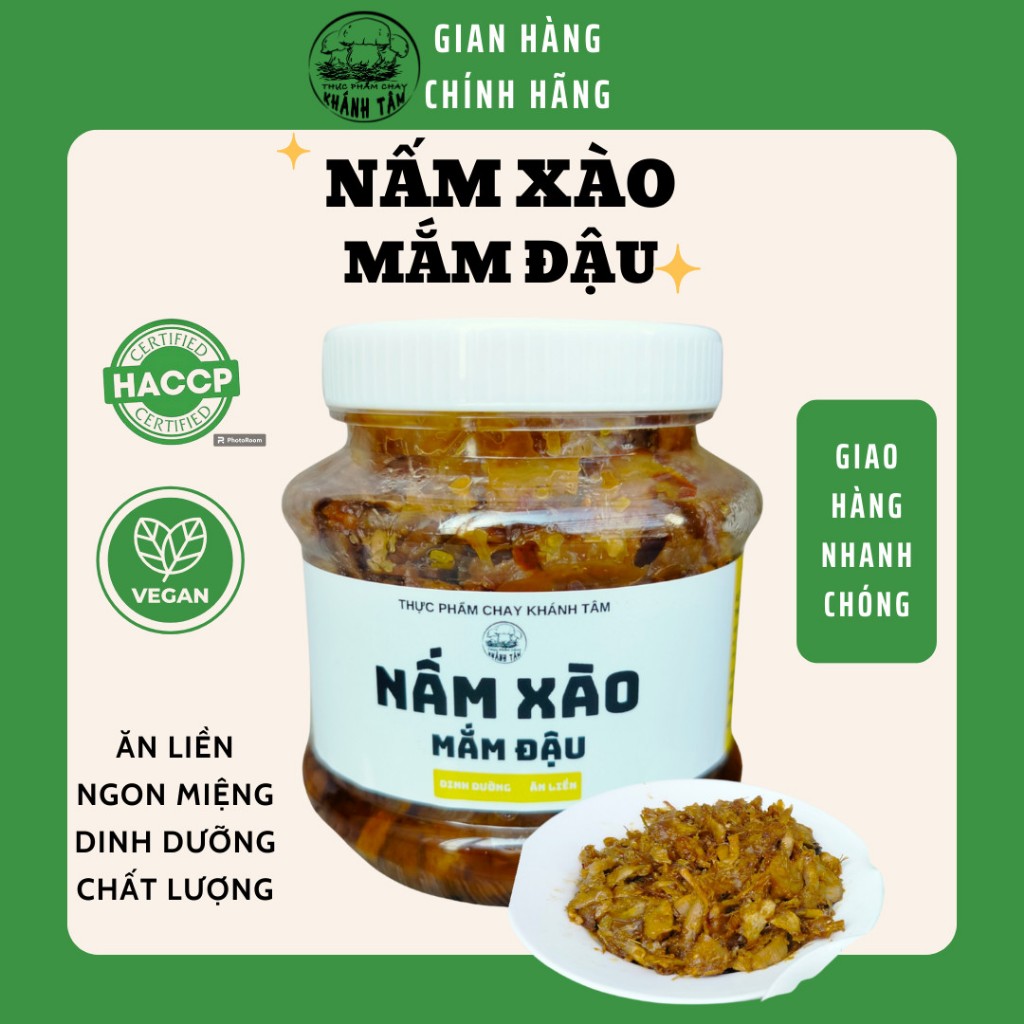 Nấm xào mắm đậu  220gram- Ăn liền-  Món ăn hấp dẫn ăn kèm với cơm - chay Khánh Tâm