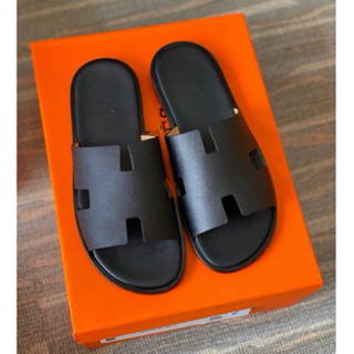 Dép Hm đen đế gỗ da nhám mới 100% full box (Chính Hãng)