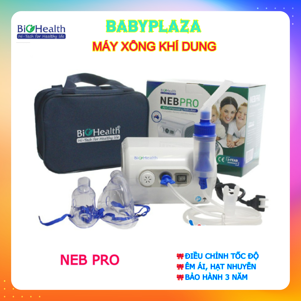 [HỏaTốcHCM] Máy xông khí dung Biohealth NEB PRO, máy xông mũi họng Nebpro điều chỉnh tốc độ - Người lớn và trẻ em