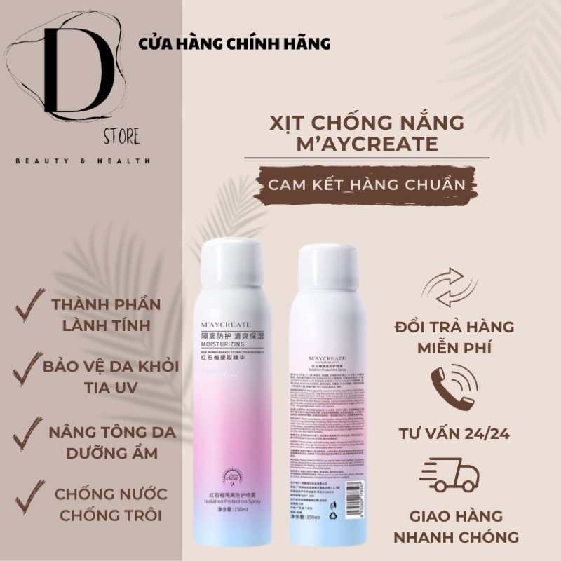Xịt Chống Nắng Nâng Tông Da M’aycreate