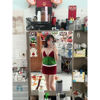 SET LEN MÓC DƯA HẤU SIÊU ĐẸP HANDMADE, BIKINI LEN HIMI073