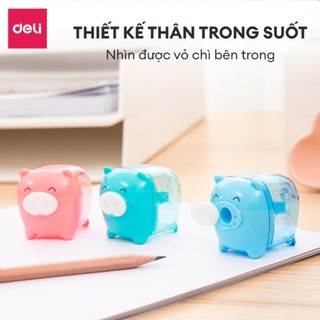Gọt bút chì Deli H0557 hình chú heo xinh xắn / Chuốt chì Deli sắc bén, tiện lợi