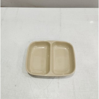 Dĩa chấm 2 ngăn melamine , dĩa đựng gia vị 2 ngăn màu nâu