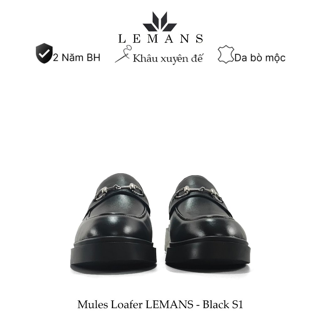 Giày Sục da bò Mules Loafer LEMANS - Black cao cấp, Gót tăng cao 4cm Sản xuất thủ công Đế độc quyền, Bảo hành 24 tháng | BigBuy360 - bigbuy360.vn