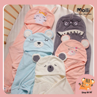 ÁO CHOÀNG LÔNG MOLLI cho bé ủ ấm, khăn tắm, ăn choàng Shopbeho