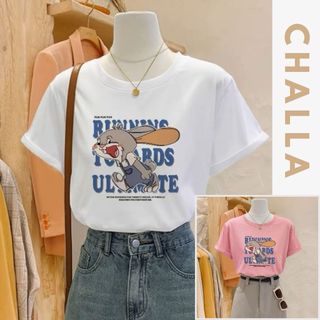 Áo phông đẹp cho nữ phom vừa, In thỏ xám, Chất cotton 100% thoáng mát, vải mềm mịn