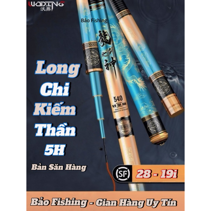 [Bảo Hành 1 Năm]Cần Câu Tay Woding Long Chi Kiếm Thần 5H 28-19i (Bản Xanh)-Cần Câu Đơn, Đài Chuyên S