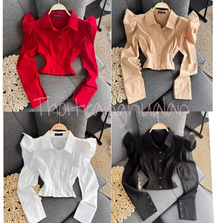Áo sơ mi tay phồng bo chun sau lưng - AL36
