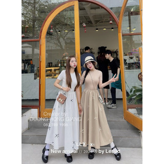 Đầm Maxi Cổ Tròn Đính Nơ Hàng Thiết Kế LLX