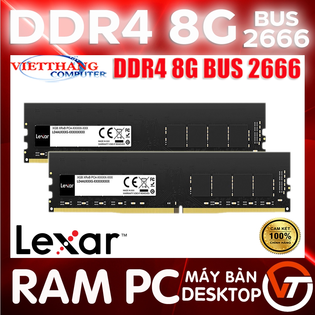 Ram DDR4 8G Bus 2666 Lexar - Ram 8G DDR4 Bus 2666 Lexar Chính hãng Mai Hoàng ( Cũ - 2nd )