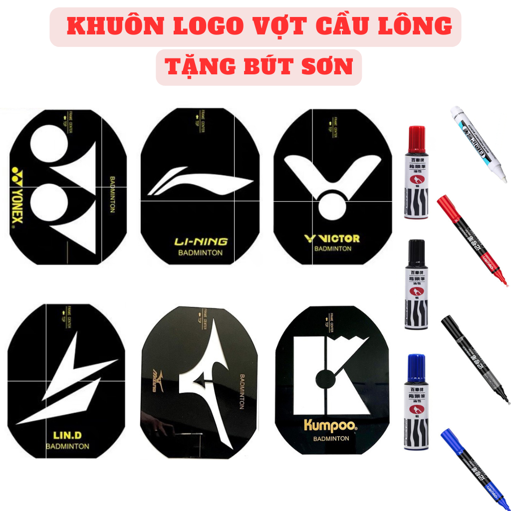 Khuôn sơn Logo vợt cầu lông yonex victor lining mizuno lindan kumpoo tặng kèm bút sơn