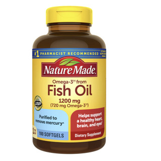 Dầu cá Nature Made Fish Oil 1200mg (720mg Omega-3)  hỗ trợ sáng mắt, tim mạch, huyết áp trí não maxwell