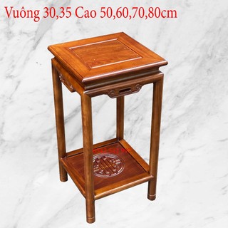 Đôn vuông chân tròn trơn chữ thọ giả cổ gỗ hương cao 50,60,70,80cm