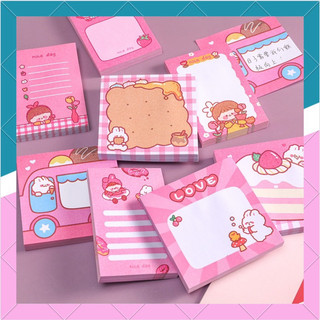 Giấy nhớ, giấy note hồng mix mẫu vuông , chữ nhật dễ thương
