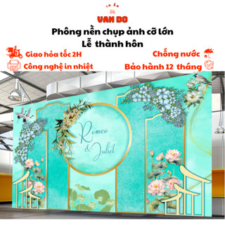 Phông nền chụp ảnh cưới cỡ lớn Lễ thành hôn có nhiều kích thước chất liệu in bạt ngoài trời
