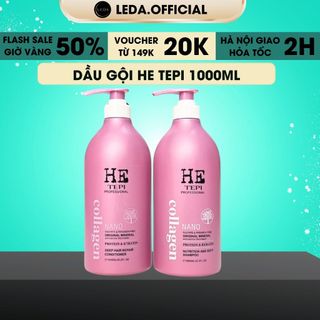 Dầu Gội HE TEPI phục hồi hư tổn cho da đầu dầu bết, ngăn gàu, dầu gội collagen ngăn rụng tóc TEPI 1000ML