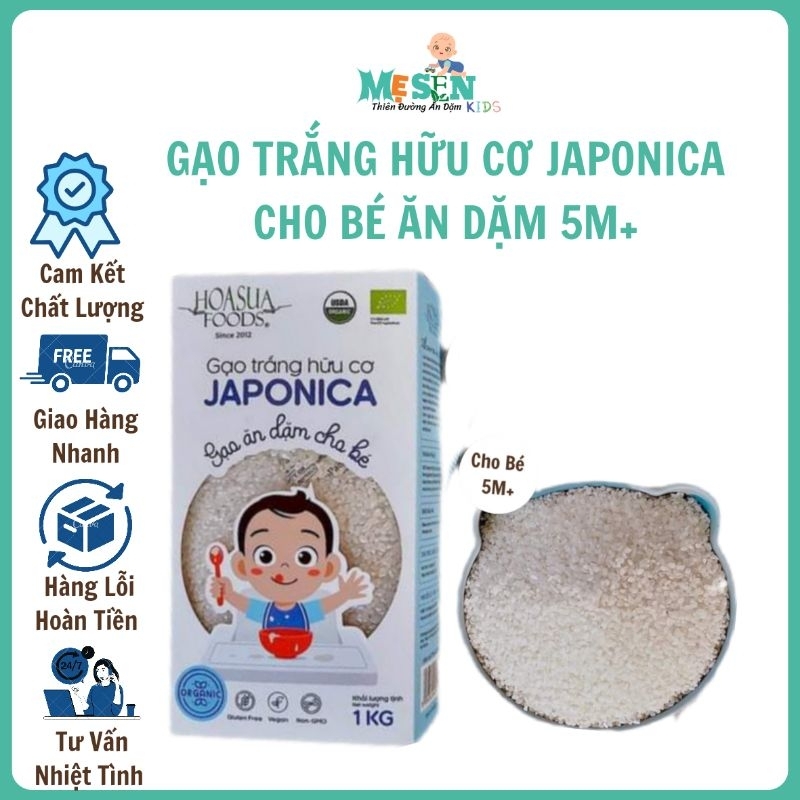 Gạo trắng hữu cơ Japonica Hoa Sữa Food 1Kg nấu cháo/cơm ăn dặm cho bé
