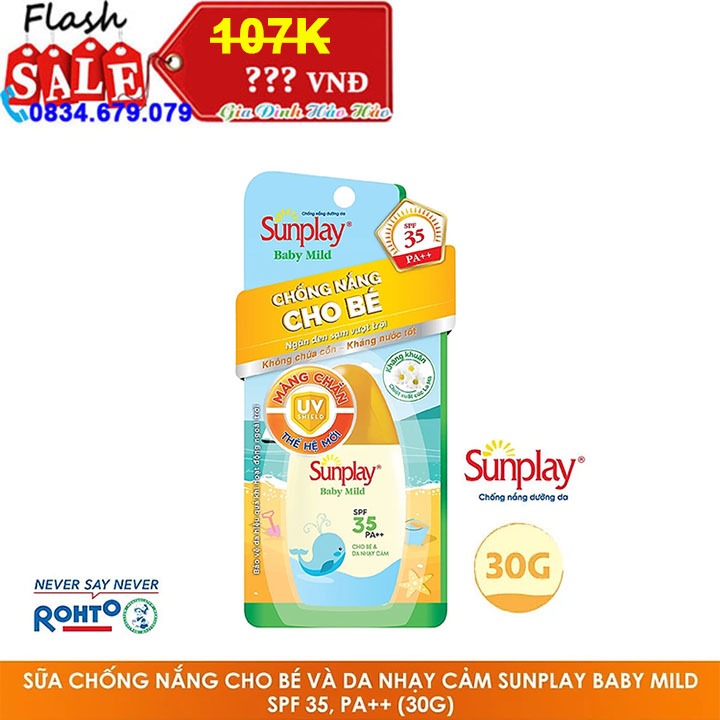 [SIÊU SALE TRONG NGÀY] Kem chống nắng Sunplay cho bé từ 6 tháng tuổi và da nhạy cảm, dạng sữa Sunplay Baby Mild SPF 35