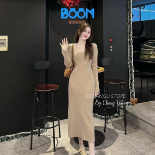 Đầm body thun tăm tôn dáng cho các nàng siêu xinh thiết kế cổ chữ U quyến rũ.