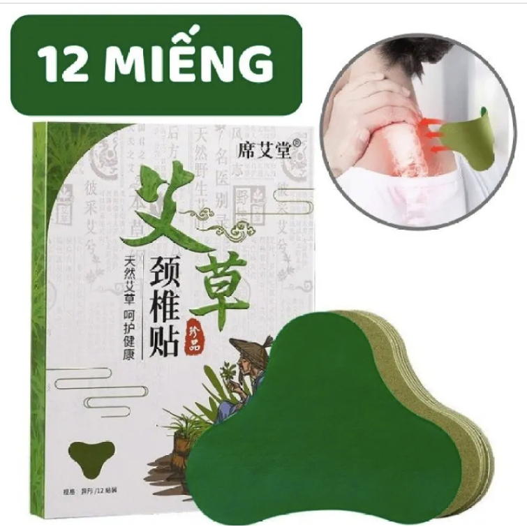 Combo 10 Hộp-Hộp 12 Miếng Dán Ngải Cứu Vai Gáy Giảm Đau Cổ Vai Gáy, Thải Độc