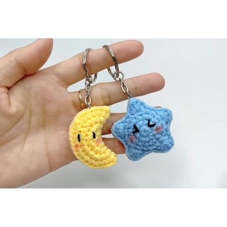Móc khoá Mặt Trăng và Ngôi Sao handmade len cute