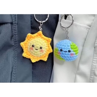 Móc khoá Trái Đất và Mặt Trời handmade len cute