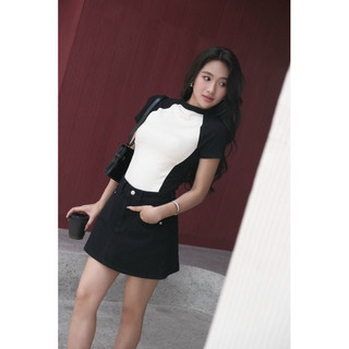 Ảnh thật áo thun ôm basic phối 2 màu