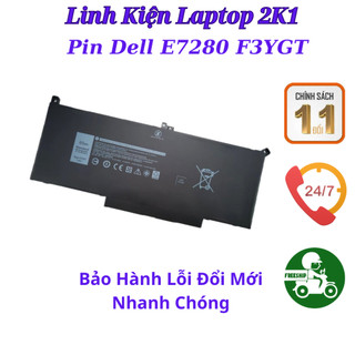 PIN LAPTOP DELL 7280 7480 F3YGT  (ZIN) 4 CELL Latitude 7290 7390 7480  E7280 E7390 E7480 E7490 DJ1J0