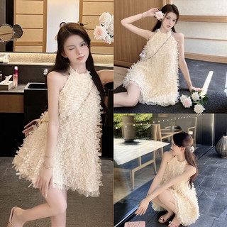Đầm ren cổ yếm thắt nơ dáng babydoll tiểu thư sang chảng hàng QC LOẠI 1