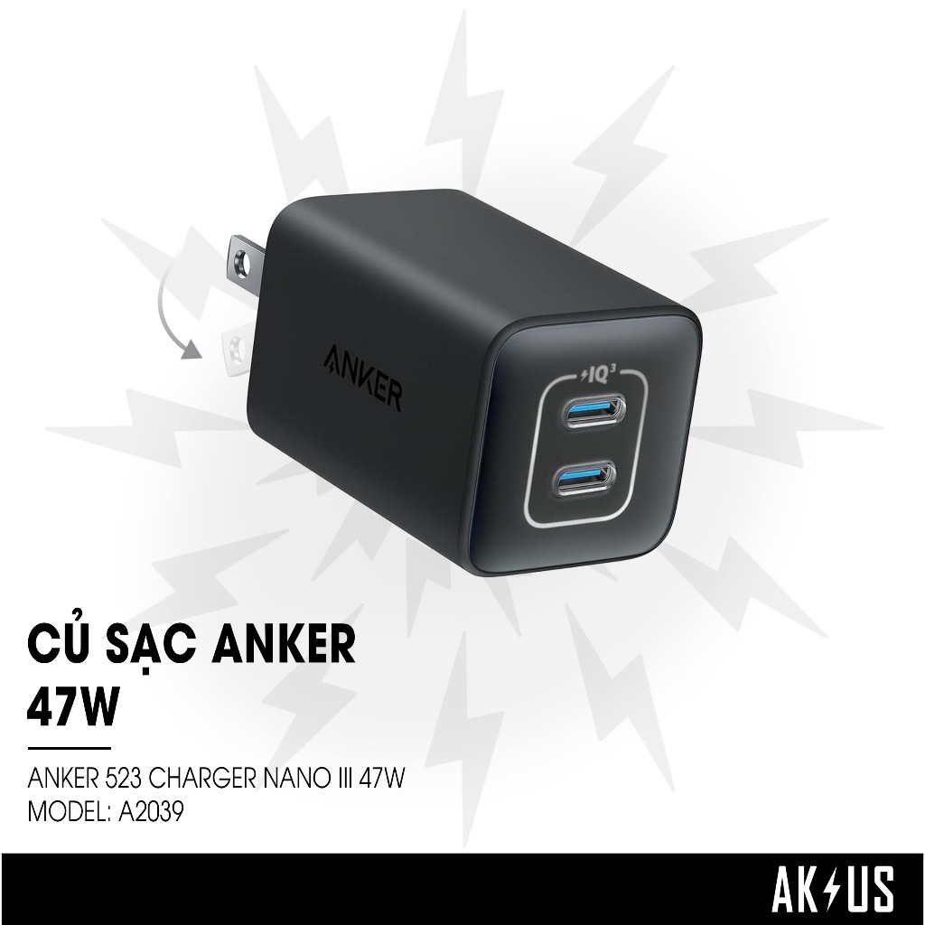 Củ Sạc Anker 523 Charger Nano 3 47W  - A2039