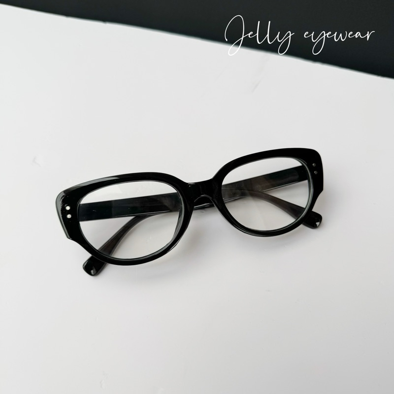 Kính giả cận không độ dáng mắt xếch dày dặn unisex style douyin